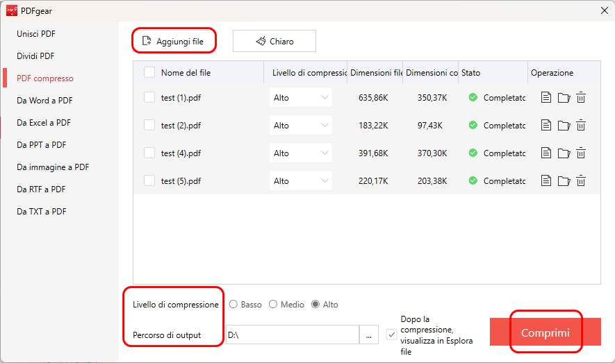 Comprimere in Batch i PDF