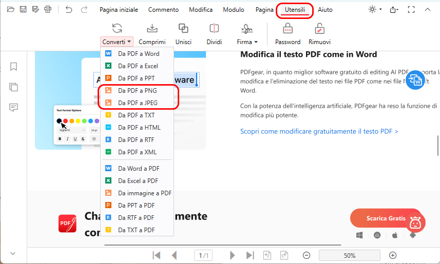 Convertire PDF in Immagine