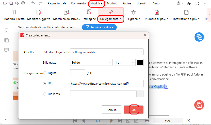 Creare e Modificare un Collegamento