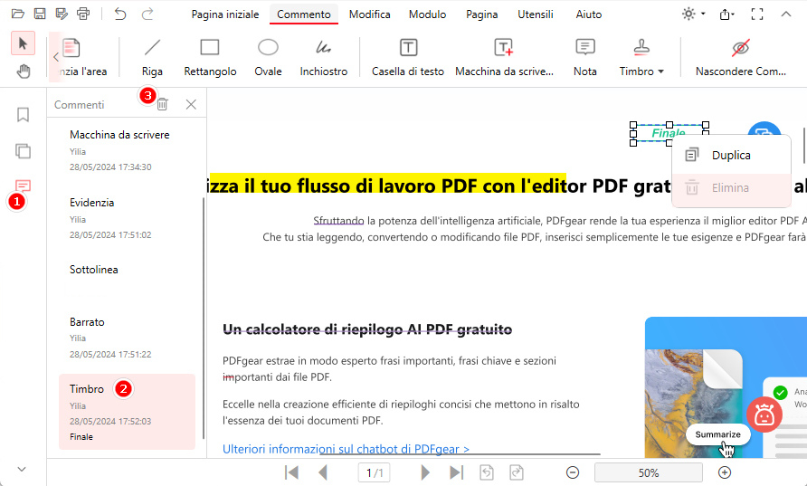 Eliminare l'Annotazione
