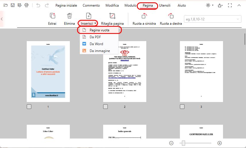 Inserire una Pagina Vuota