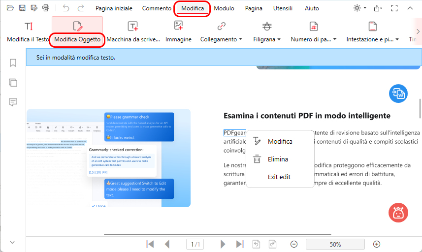 Modificare Oggetto di Testo nel PDF