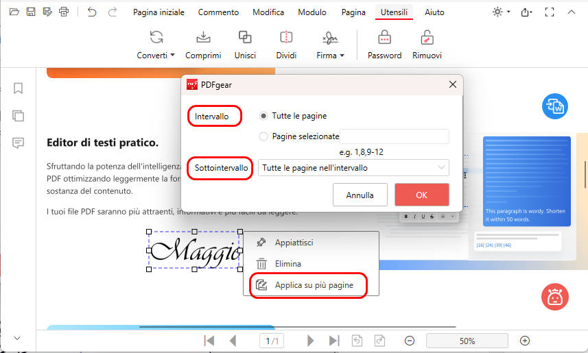 Posiziona la Firma su più Pagine