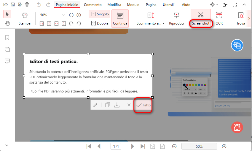 Fare uno Screenshot da un PDF