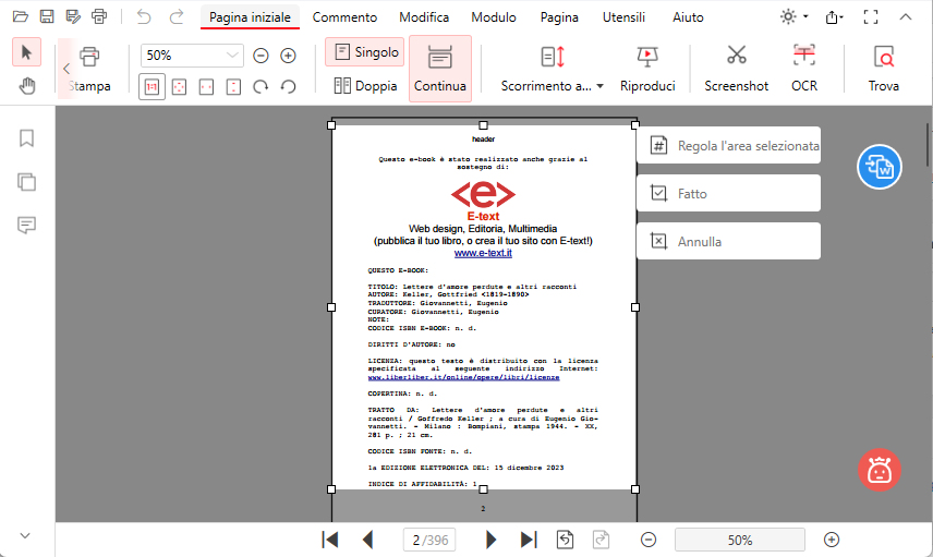 Regolare l'Area Ritagliata