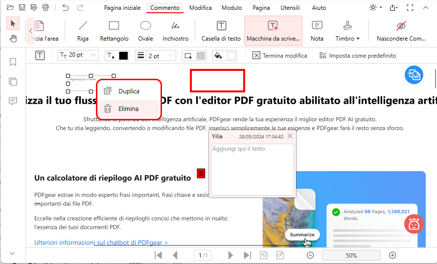 Rimuovere il Commento da un PDF
