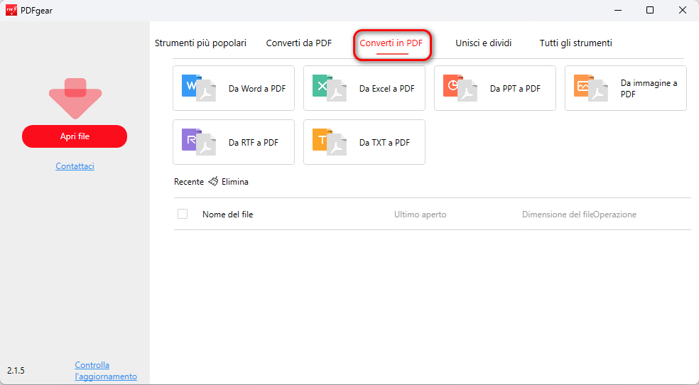 Converti File in PDF