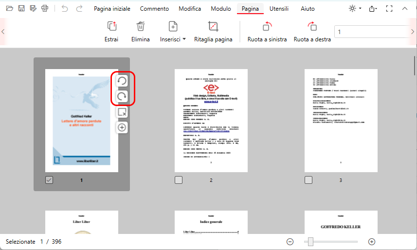 Scorciatoia per Ruotare una Pagina PDF