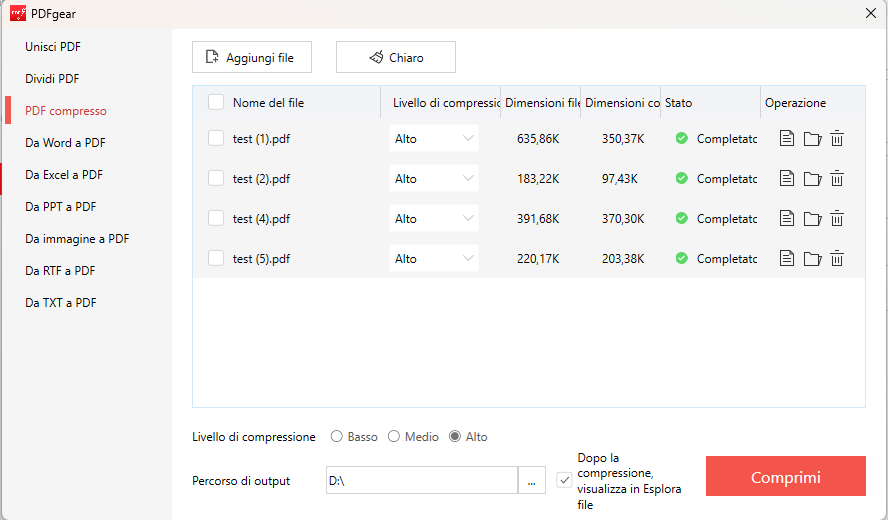 Impostazioni di Compressione PDF