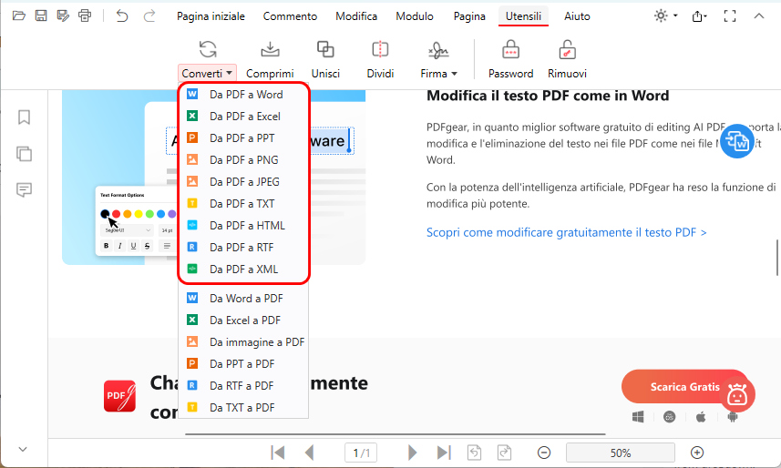 Visualizzare e Convertire PDF