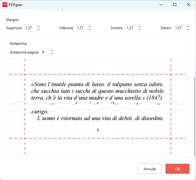 Visualizza l'anteprima dell'intestazione e del piè di pagina