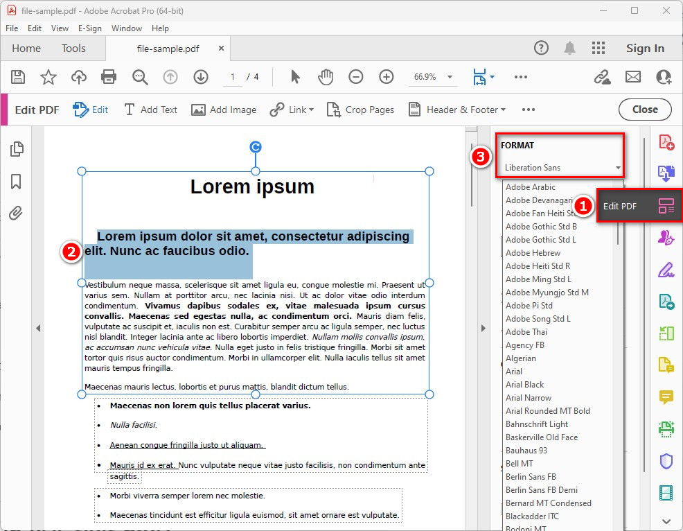 Adobe AcrobatでPDFフォントを変更