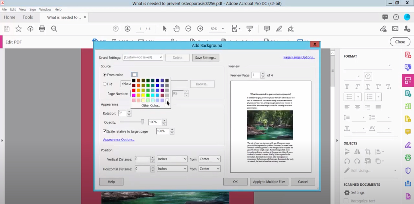 白い背景を選択