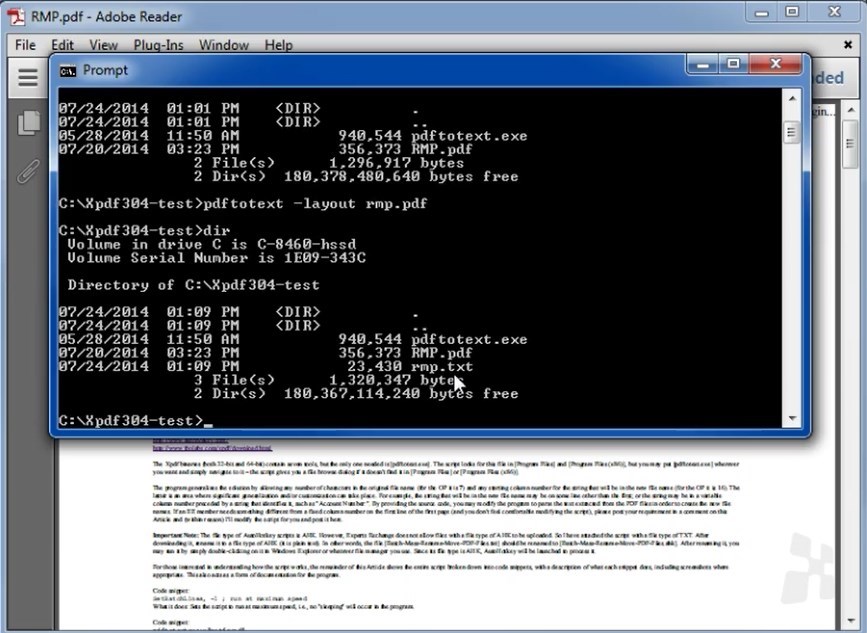 Xpdf で PDF を TXT に変換する
