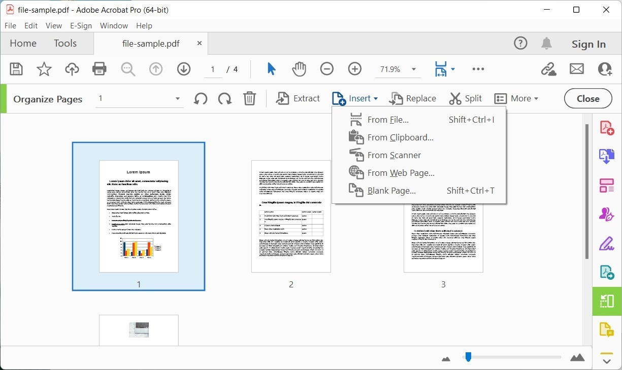 Acrobatでページを挿入する
