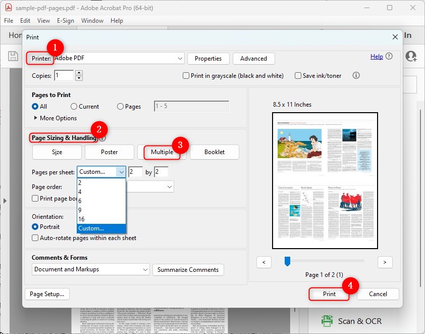 Merge Two PDF Pages into One Page in Adobe Acrobat