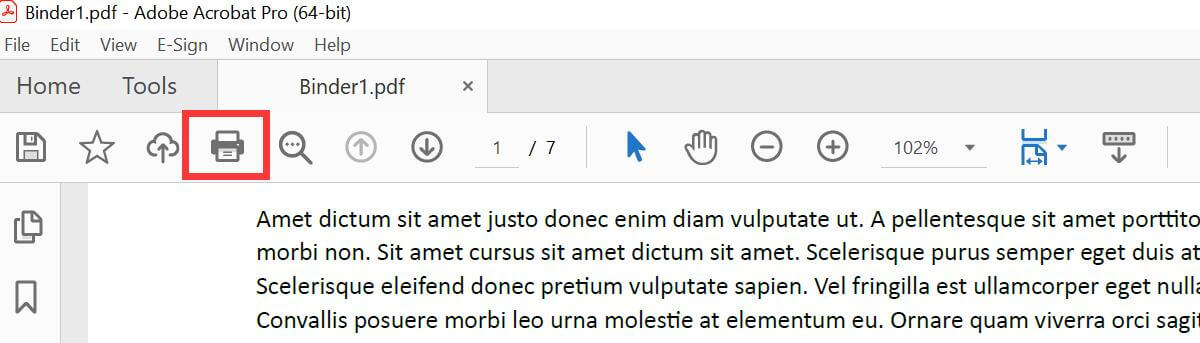 Adobeで結合後のPDFを印刷