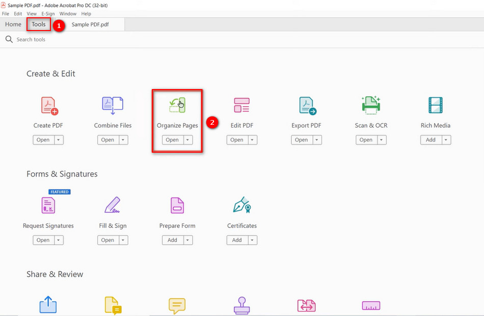 Acrobatでページを整理