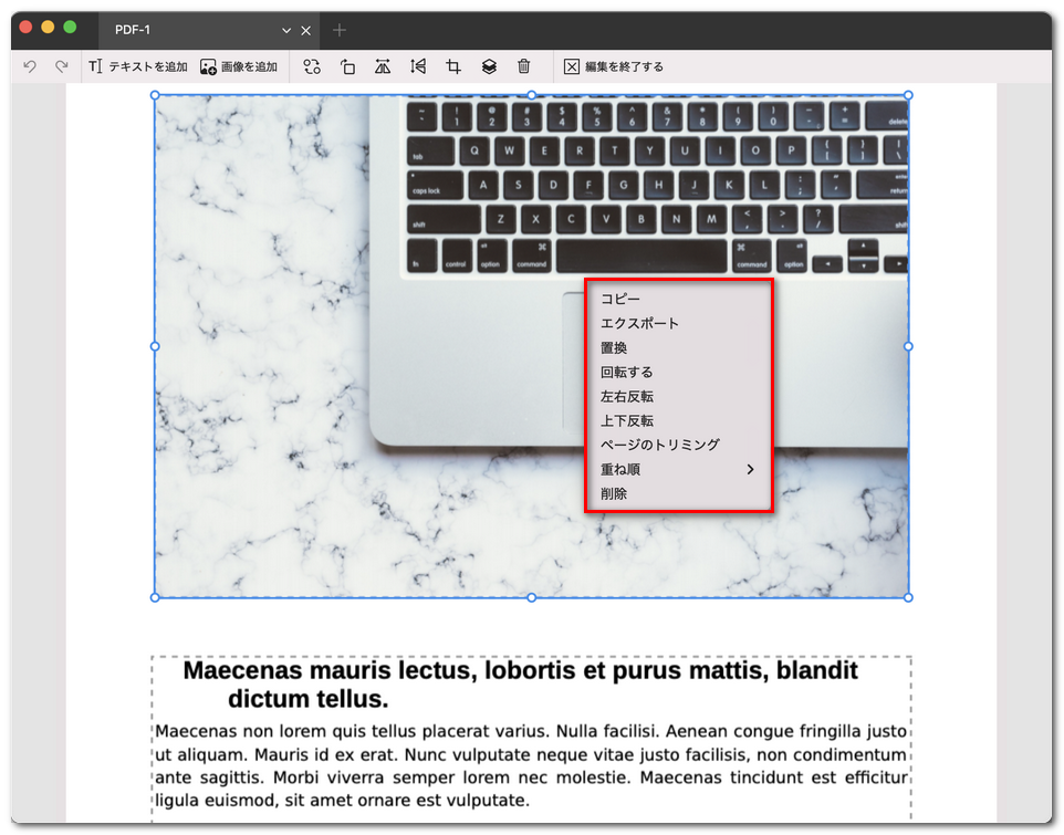 PDF内の画像を編集