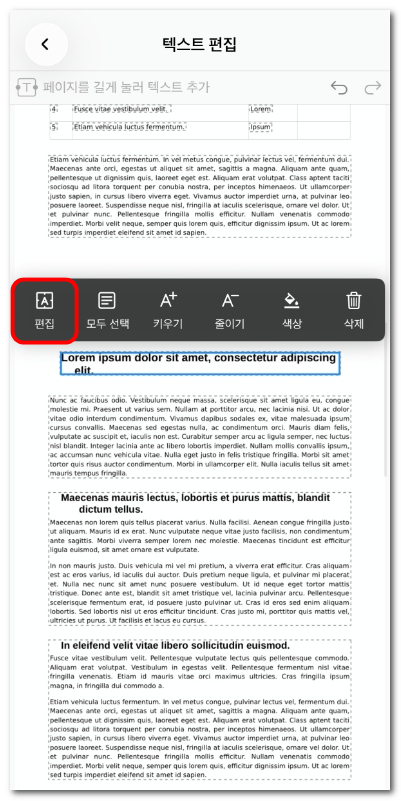 PDF의 기존 텍스트 편집