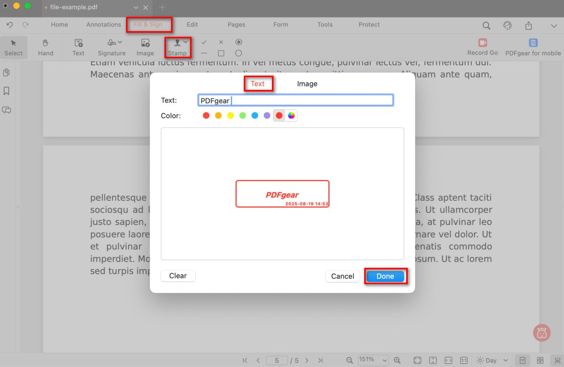 Add a Text Stamp