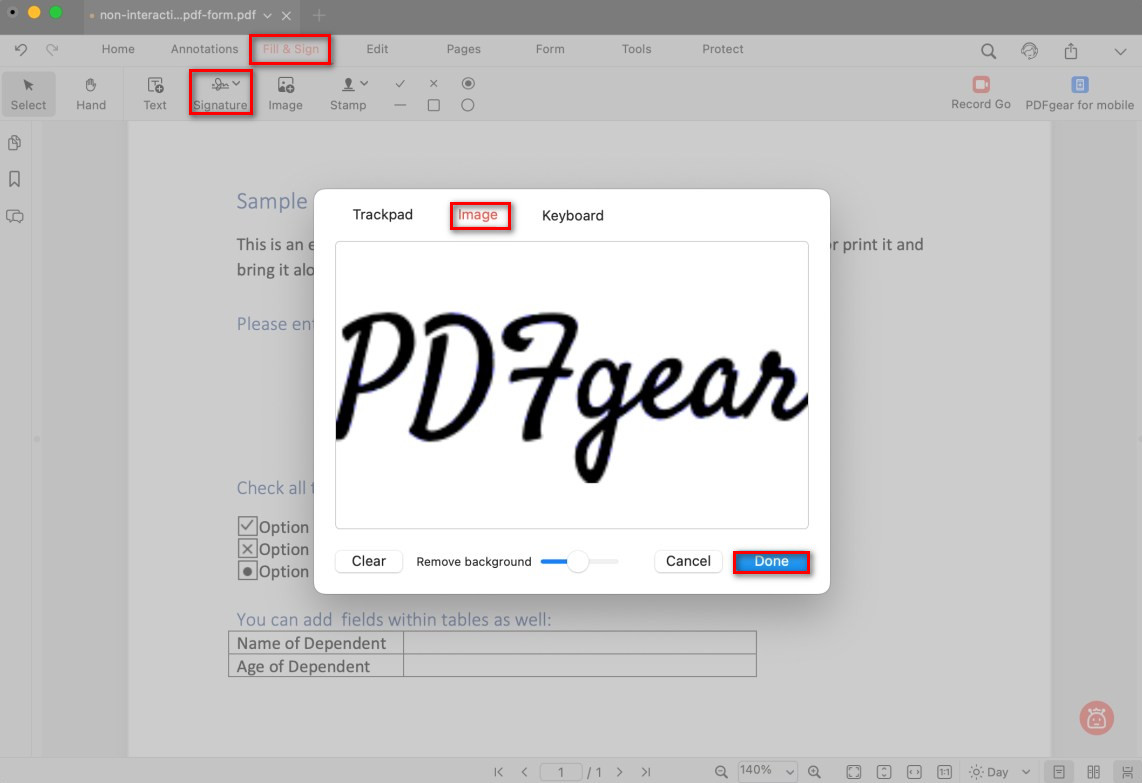 Add an Image Signature to PDF
