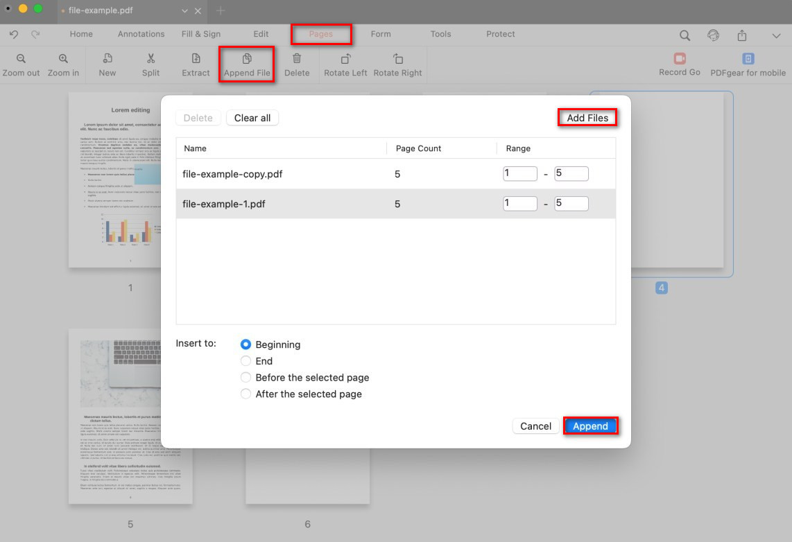 Append PDF Files
