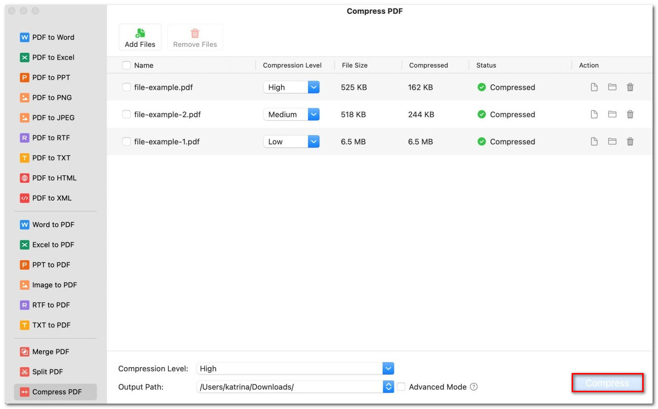 Batch Compress PDF Files