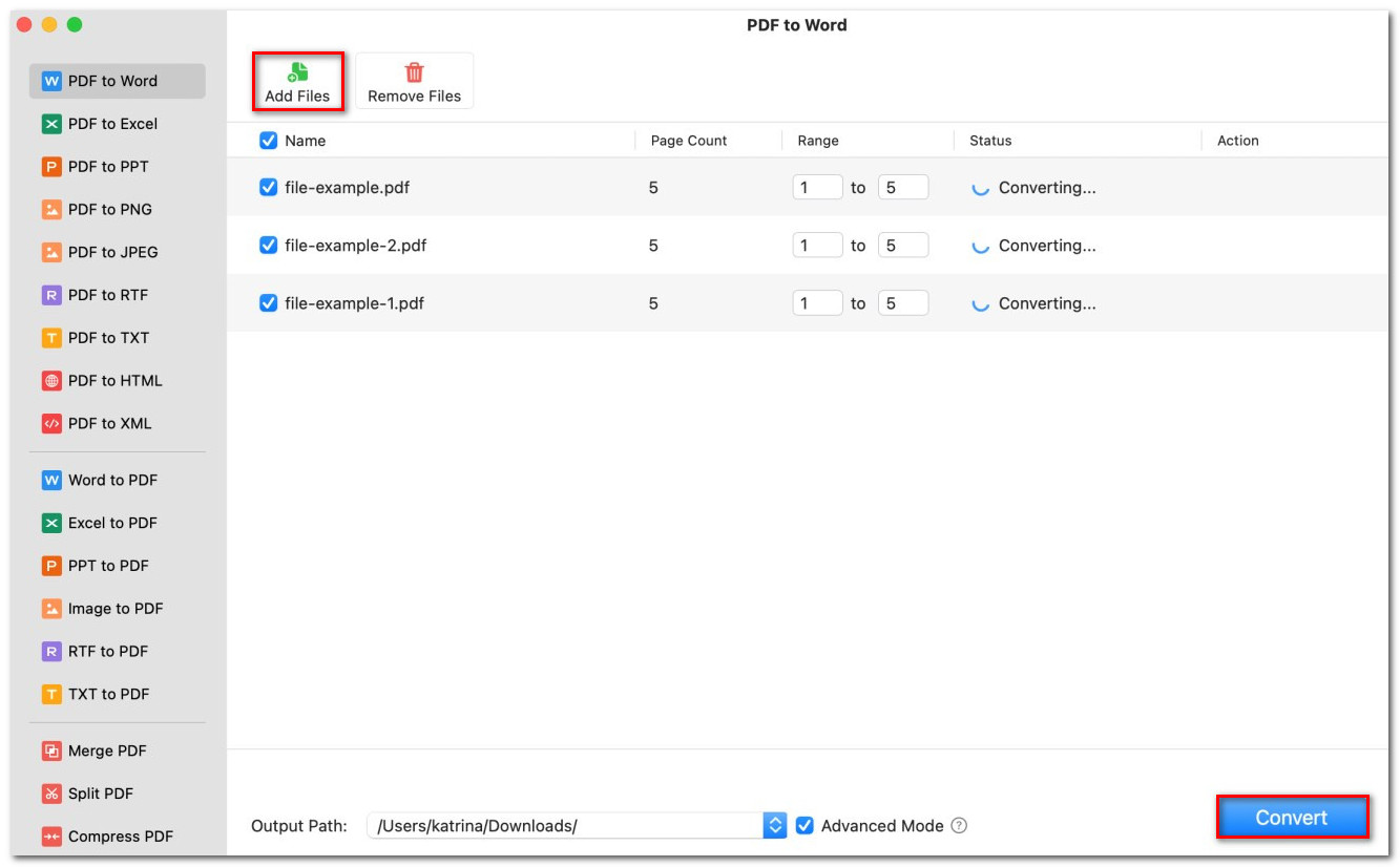 Batch Convert PDF Files