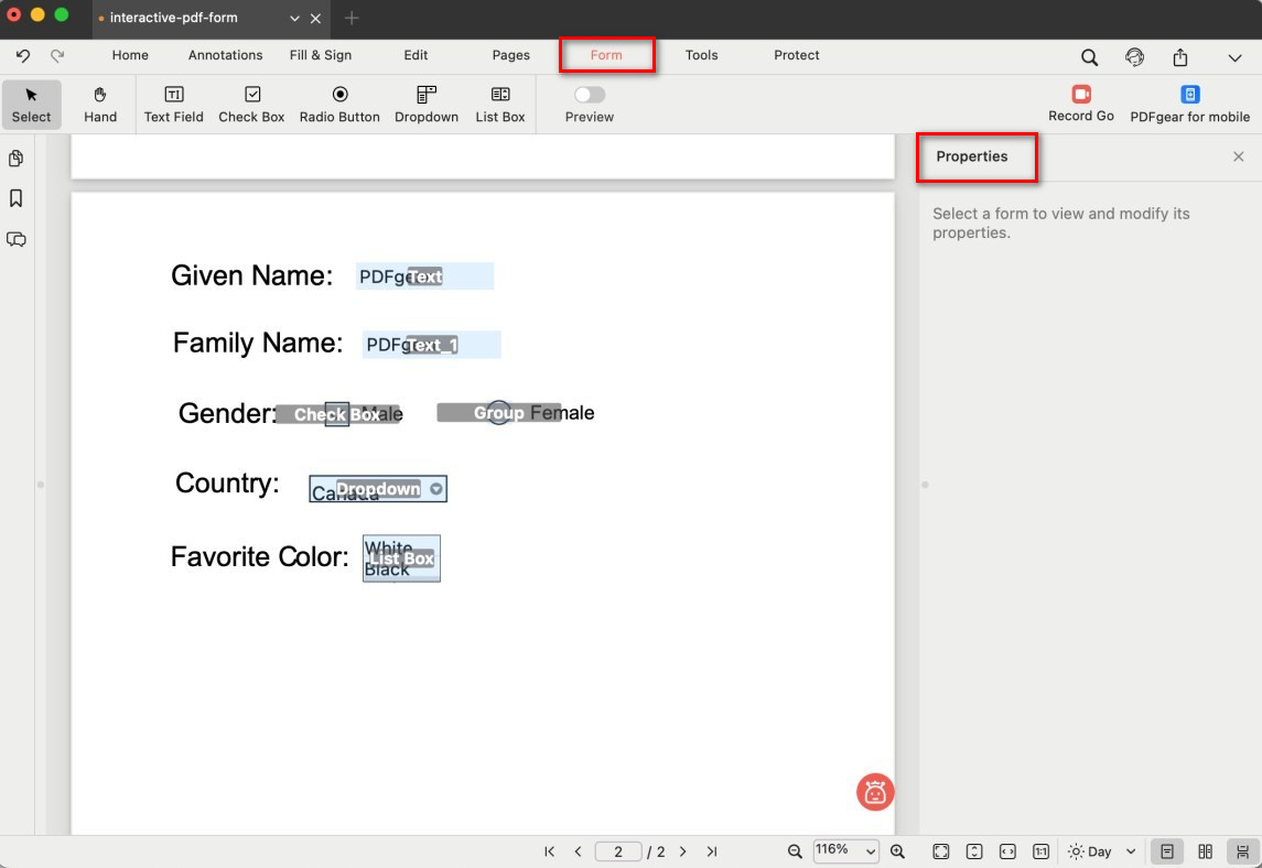 Check the Form Properties