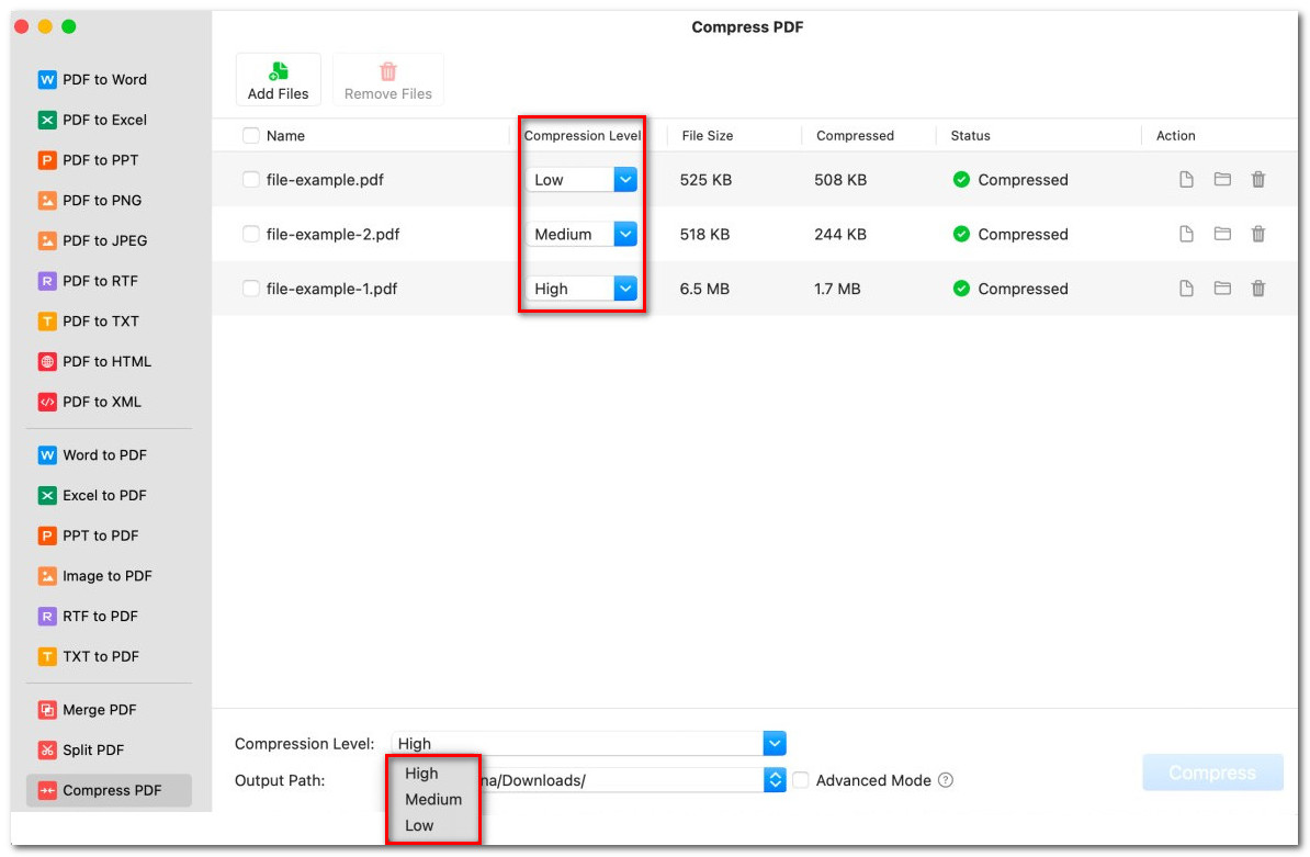 Check the PDF Compression Settings