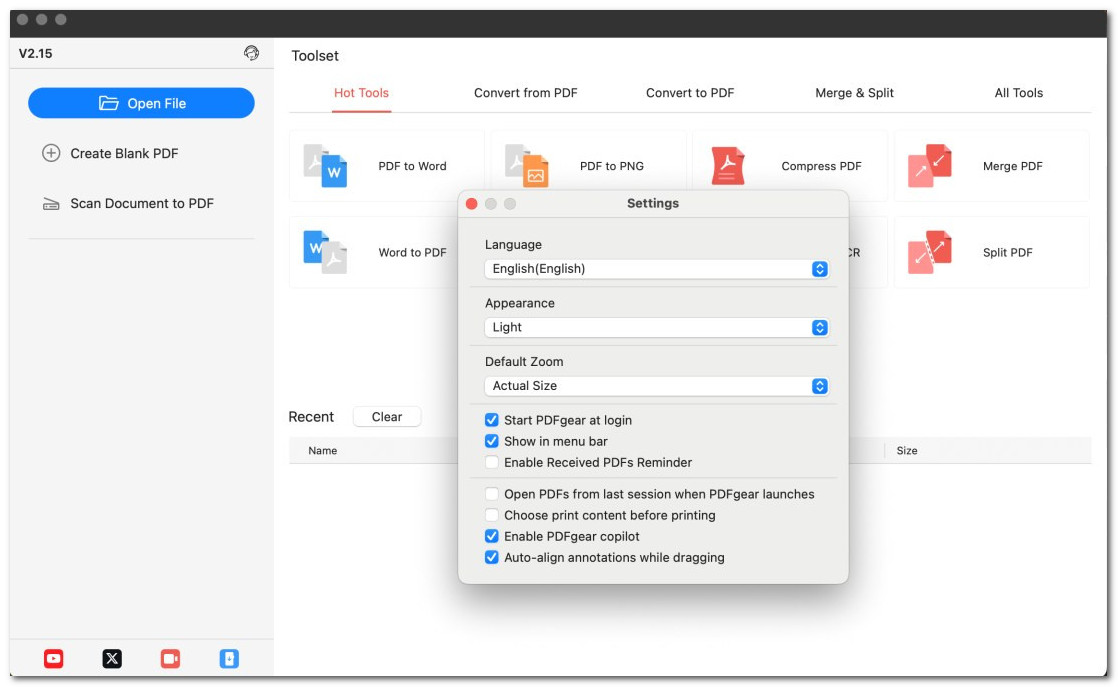 Customize the Settings in PDFgear