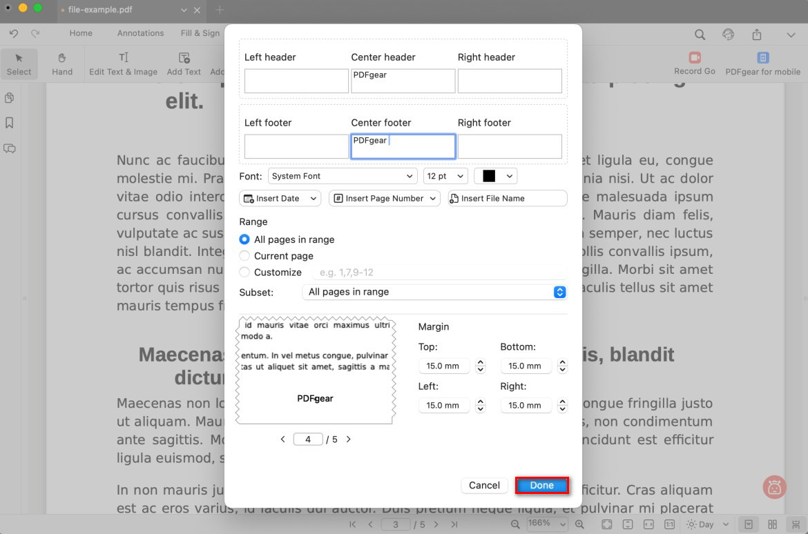 Edit the Header and Footer