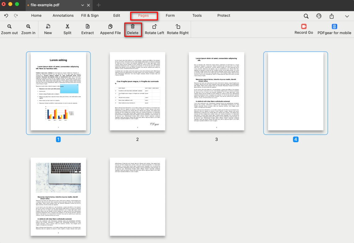 Delete Pages from PDF