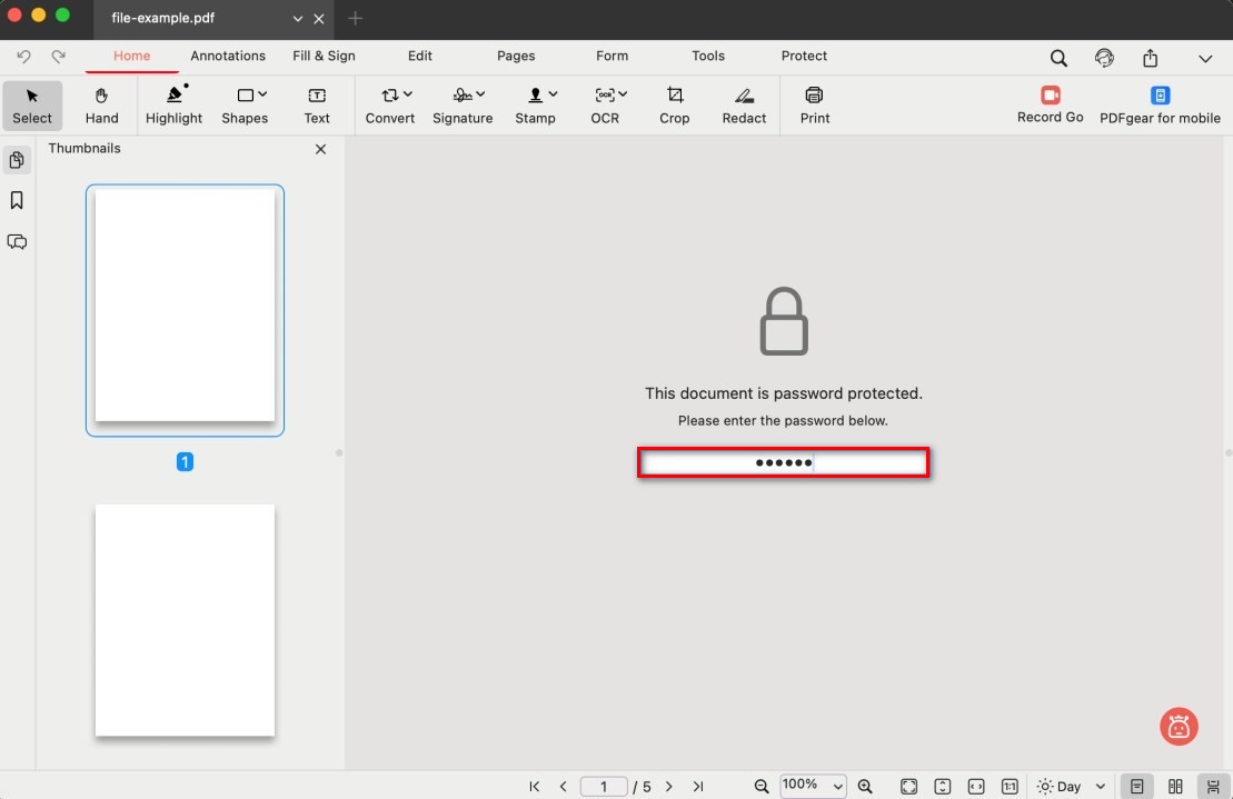 Enter the Password to Unlock a PDF