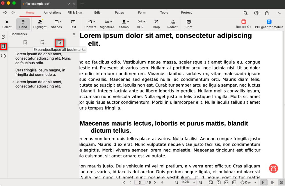 Expand or Collapse all Bookmarks in PDF