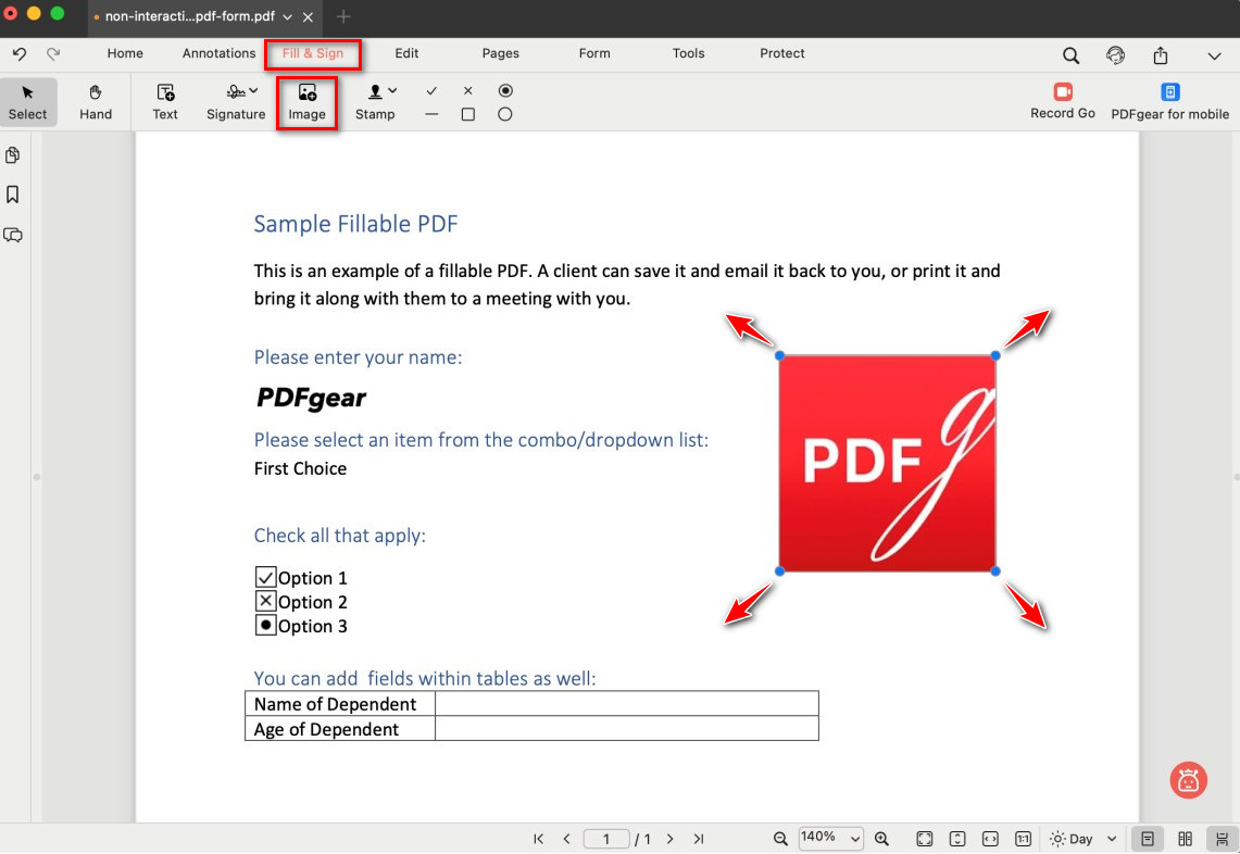 Fill a Form with Image