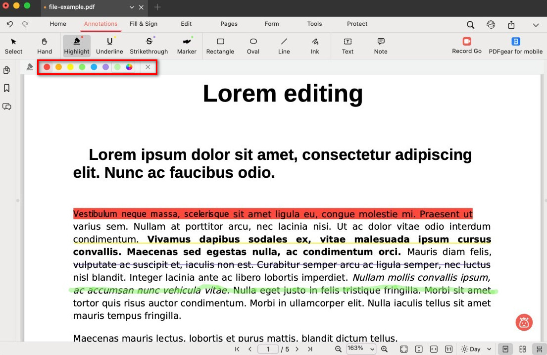 Markup the Text in PDF