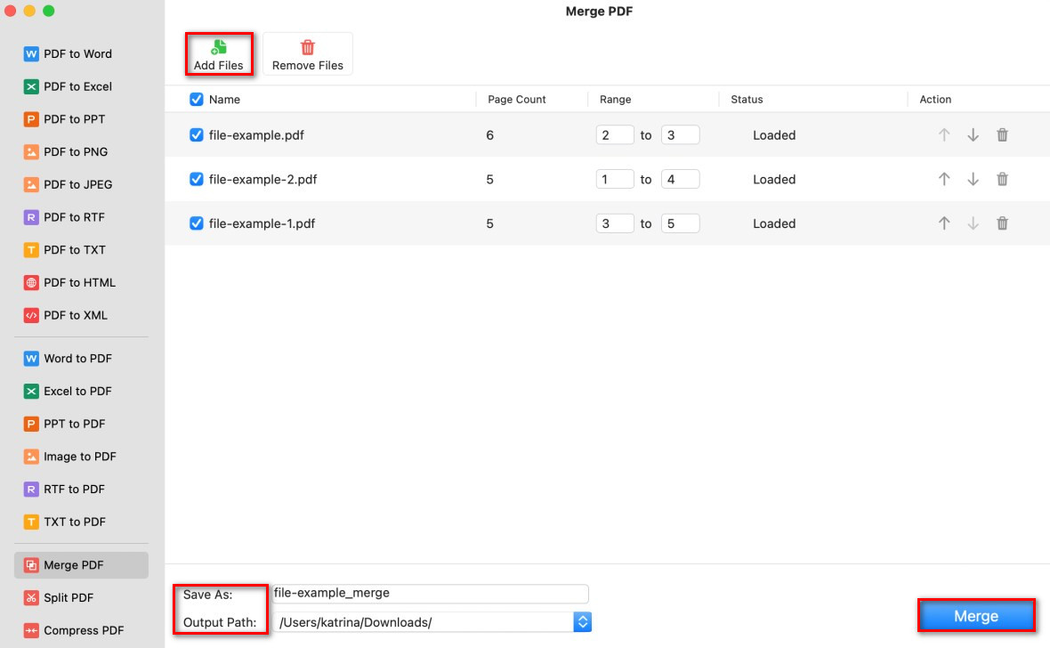 Merge Multiple PDF Files