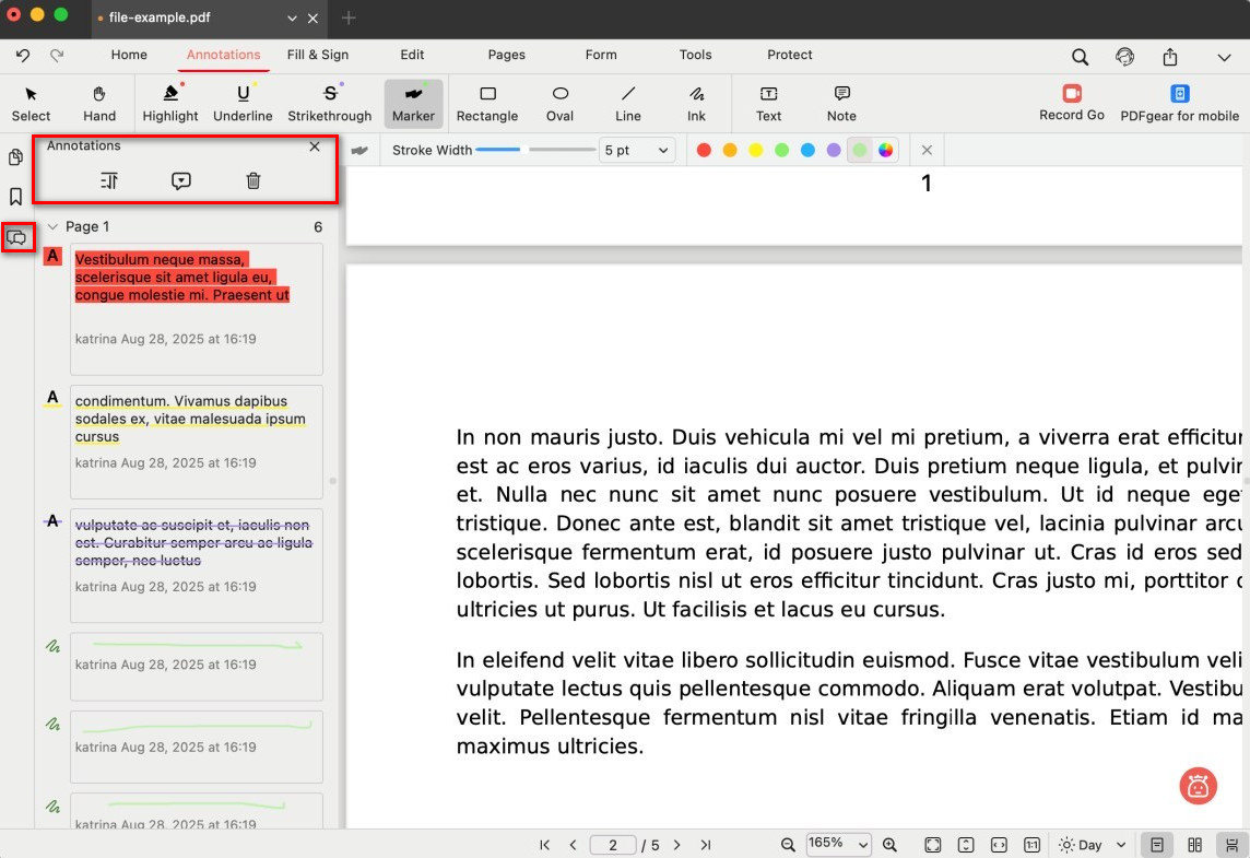 Open the Annotations Panel