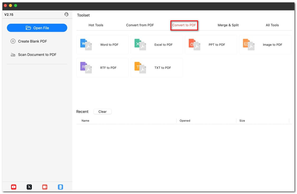 Open the Convert to PDF Tab