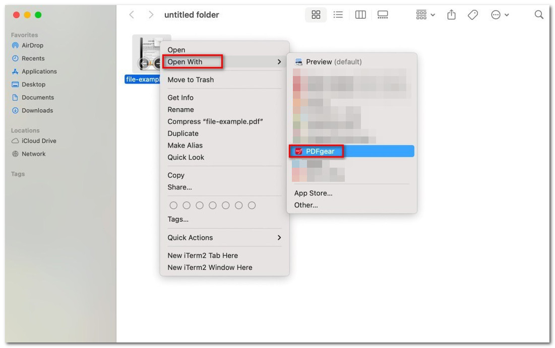 Open a PDF with PDFgear on Mac