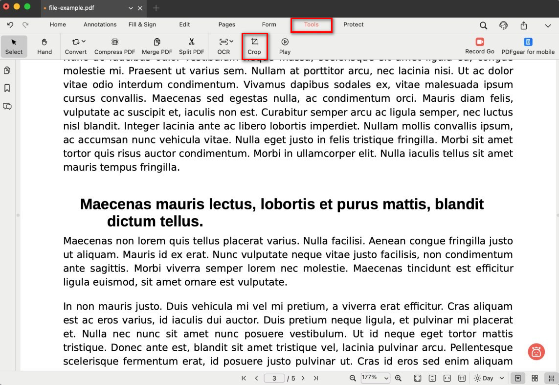Open the Crop Page Tool