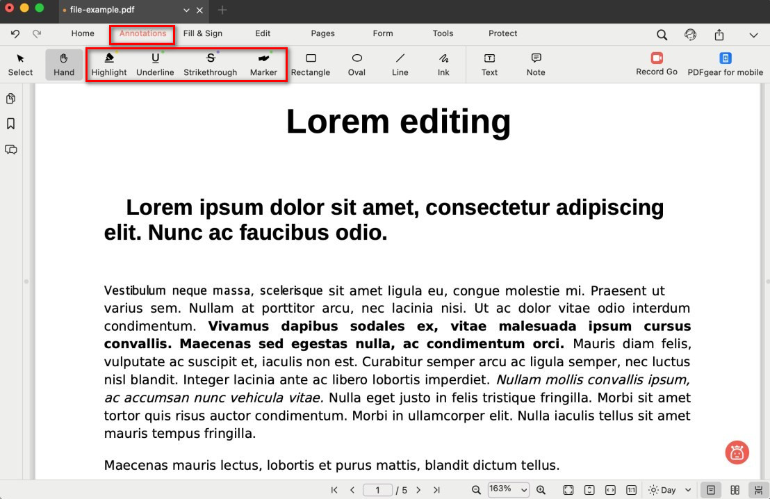 Open the PDFgear Markup Tools