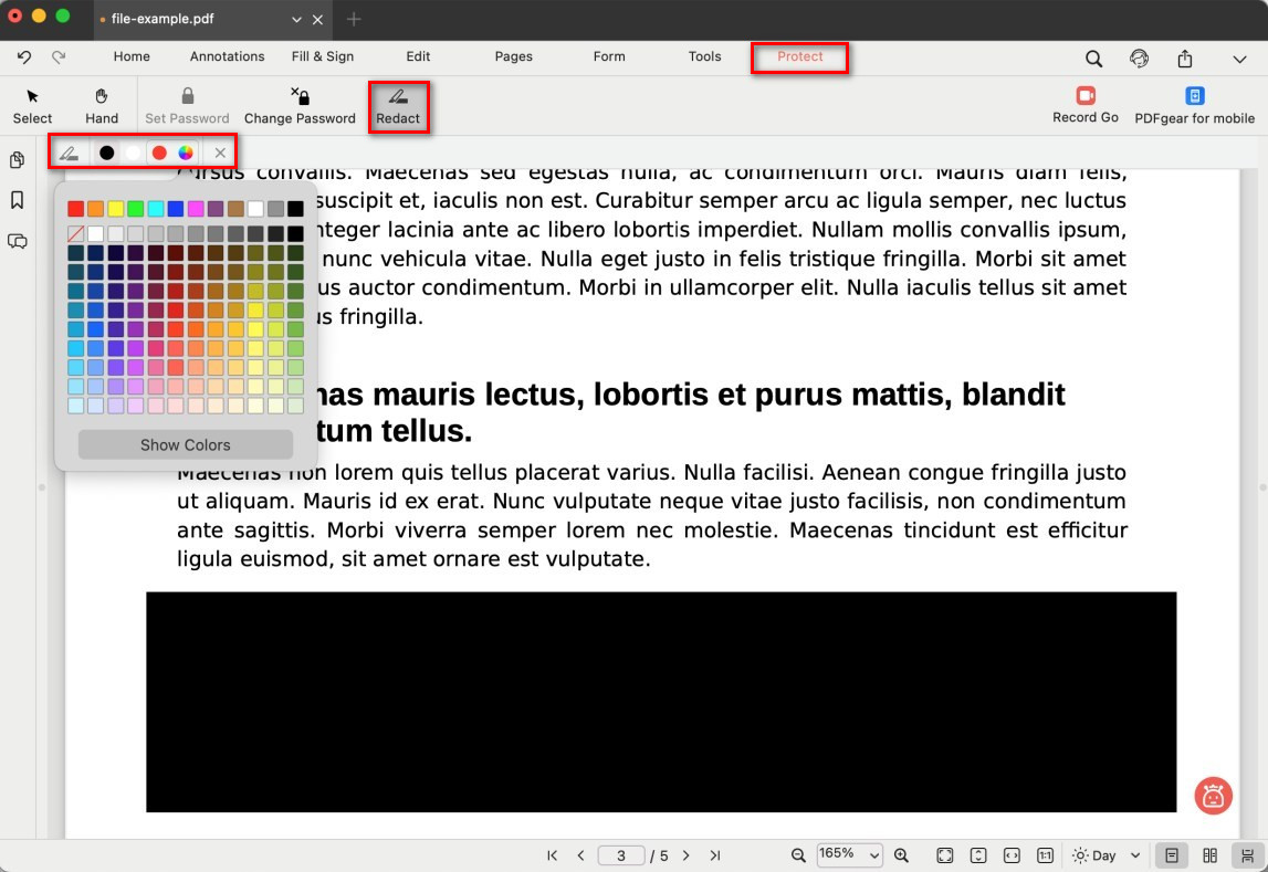 Redact PDF with PDFgear