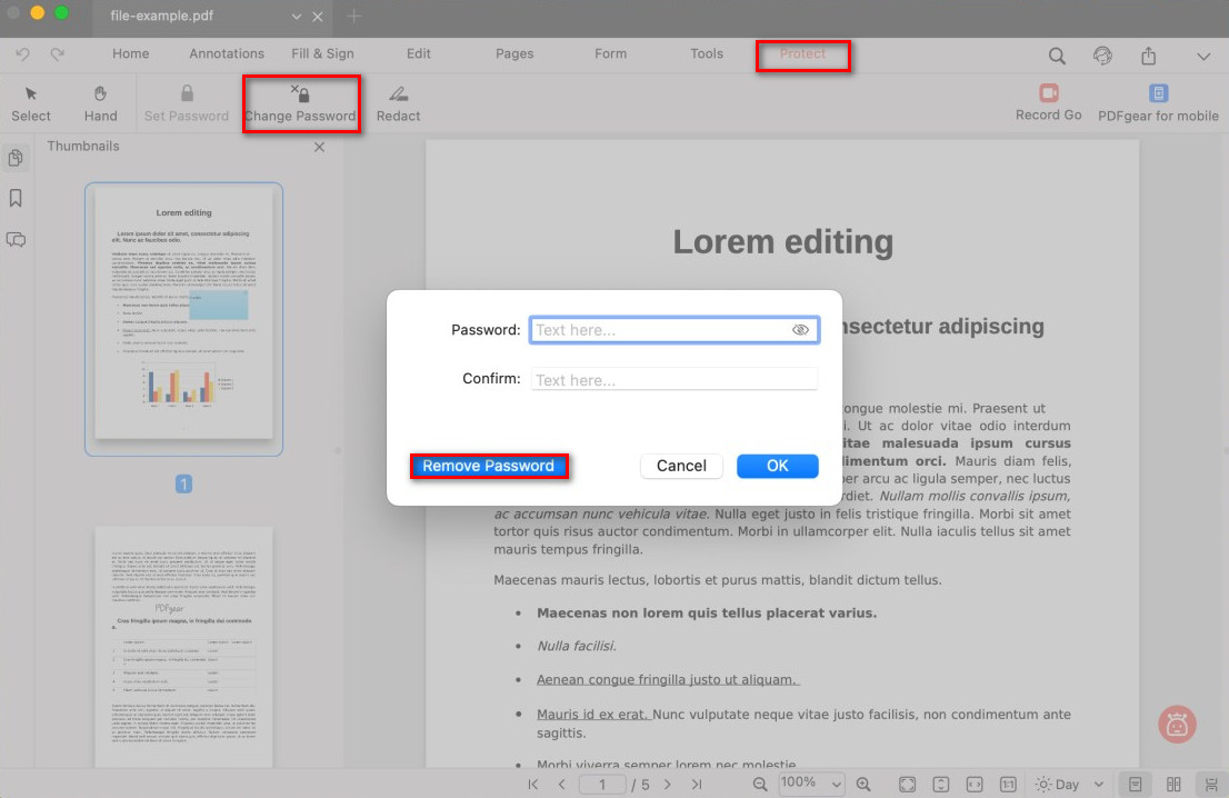 Remove PDF Password in PDFgear