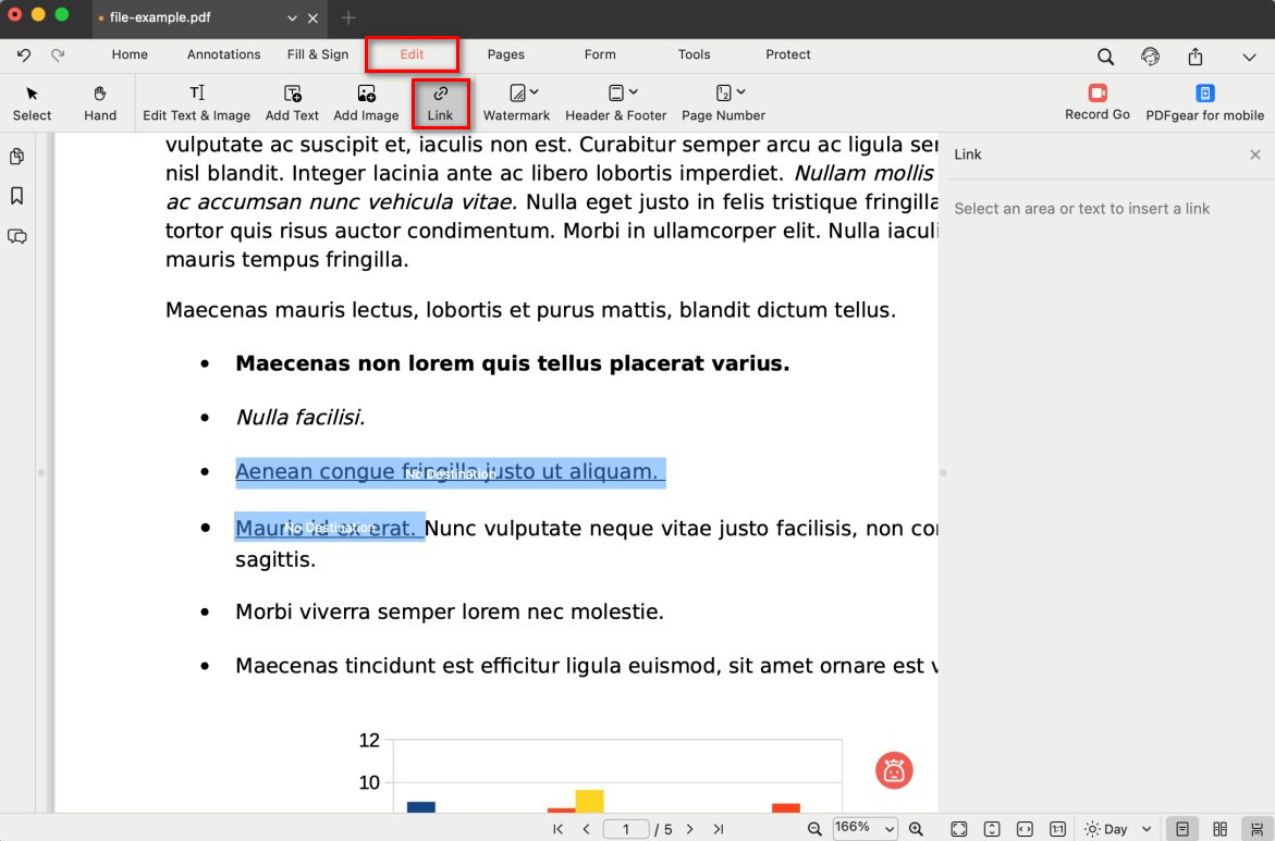 Select an Area or Text to Insert a Link