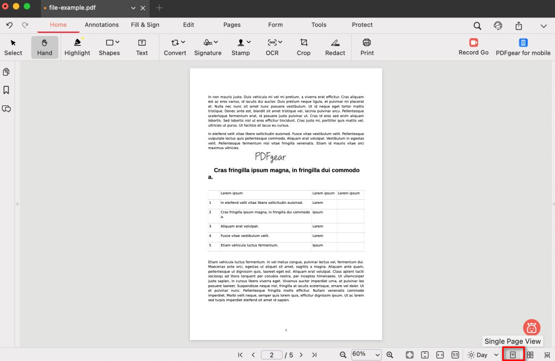 Single Page View Mode