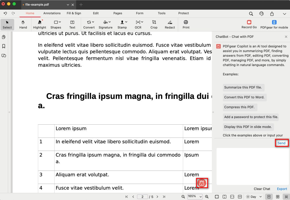 Start a Chat in PDFgear