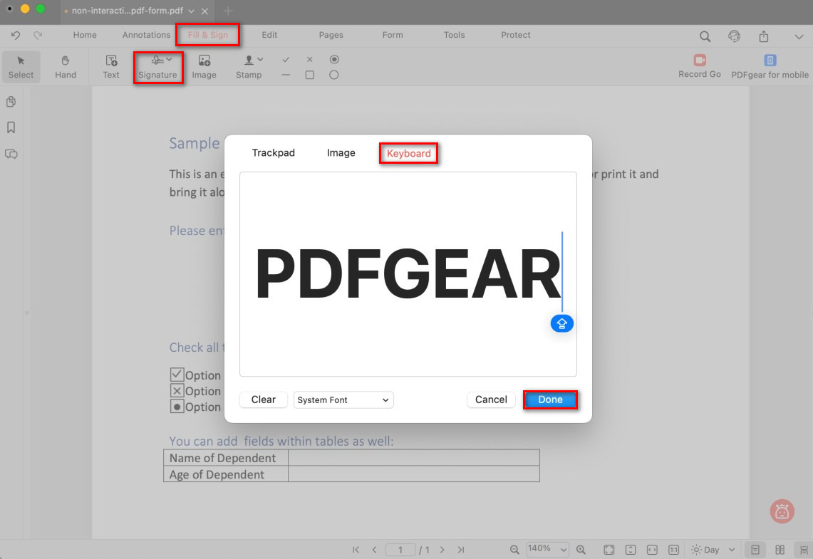Type a Text Signature